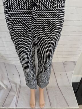 Banana Republic Black & White Geometric Print Cropped Pants